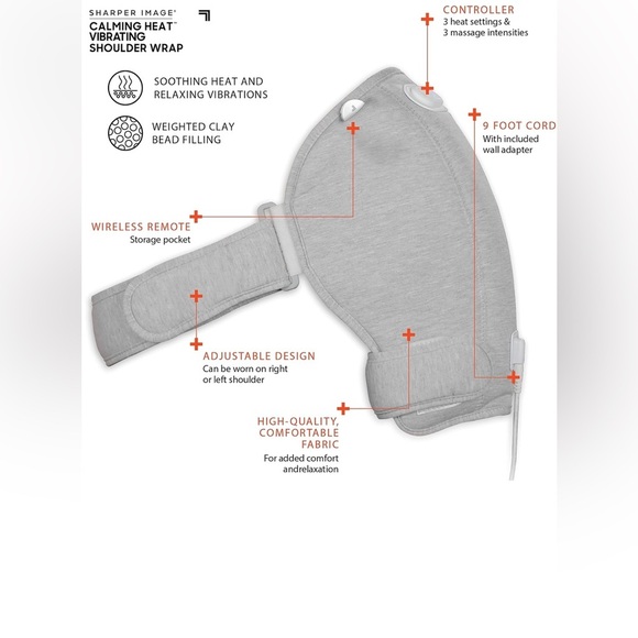 SHARPER IMAGE SHOWER HEATING PAD WITH VIBRATIONS - GRAY (NEW WITH TAGS) - Picture 2 of 6